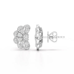 1.05 CT Flower Shape Stud Earring with Pear & Round cut Lab Diamonds