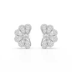 1.05 CT Flower Shape Stud Earring with Pear & Round cut Lab Diamonds