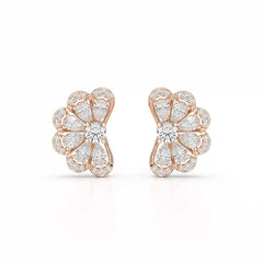1.05 CT Flower Shape Stud Earring with Pear & Round cut Lab Diamonds