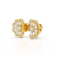 1.05 CT Flower Shape Stud Earring with Pear & Round cut Lab Diamonds
