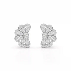1.05 CT Flower Shape Stud Earring with Pear & Round cut Lab Diamonds