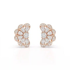 1.05 CT Flower Shape Stud Earring with Pear & Round cut Lab Diamonds