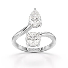 2 CT Pear and Round Cut Lab Diamond Ring