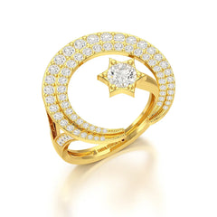 5.63 CT Crescent Moon and Star Shape Lab Diamond Ring