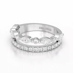 1 CT Marquise and Round Shaped Lab Diamond Ring