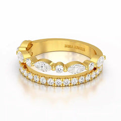 1 CT Marquise and Round Shaped Lab Diamond Ring