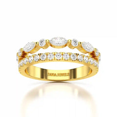 1 CT Marquise and Round Shaped Lab Diamond Ring