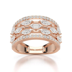 1.75 CT Five Row Ring with Marquise & Round Diamonds