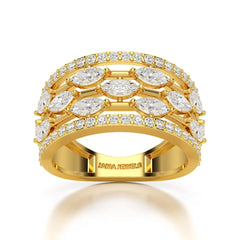 1.75 CT Five Row Ring with Marquise & Round Diamonds