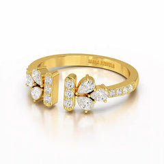 0.5 CT Lab Diamond Open Ring with Pear and Round Cut Diamonds