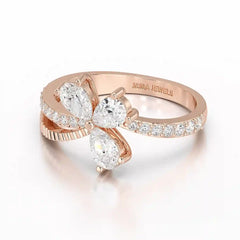 0.95 CT Pear & Round Cut Lab Diamond Split Ring