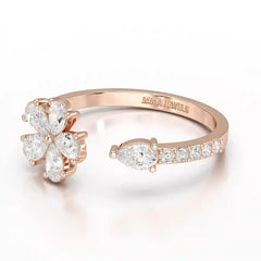 0.65 CT Open Ring with Pear & Round Cut Lab Diamonds