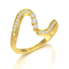 0.15 CT Lab Diamond Wave Ring with Round Cut Lab Diamonds