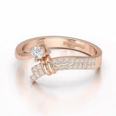 0.20 CT Round Cut Lab Diamond Bypass Ring