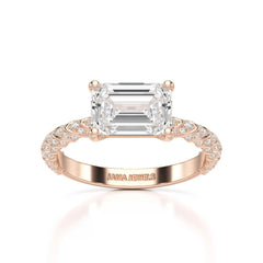 2.40 CT Straight Emerald Cut Lab Diamond Ring