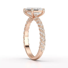2.40 CT Straight Emerald Cut Lab Diamond Ring