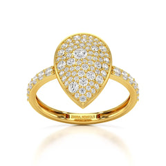 1 CT Pear Shaped Pave Ring with Round Diamonds