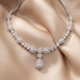 2.97 CT Round & Pear Diamond Drop Necklace
