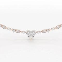 12.54 CT Heart Cut Lab Diamond Tennis Necklace