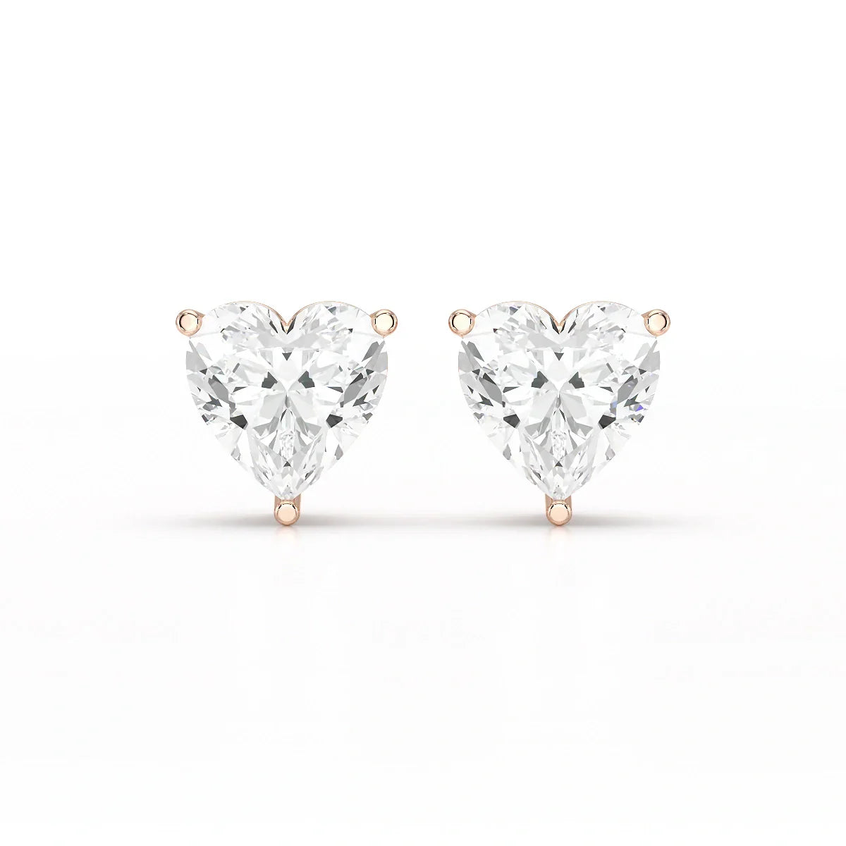 Heart Shape Solitaire Lab Diamond Stud Earrings