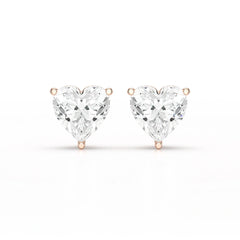 Heart Shape Solitaire Lab Diamond Stud Earrings