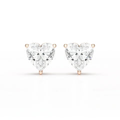 Heart Shape Solitaire Lab Diamond Stud Earrings