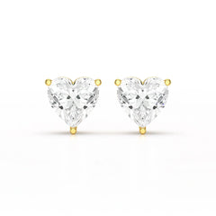 Heart Shape Solitaire Lab Diamond Stud Earrings
