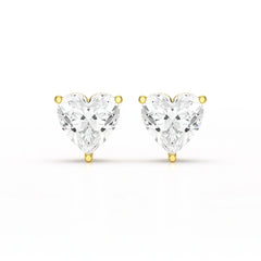 Heart Shape Solitaire Lab Diamond Stud Earrings
