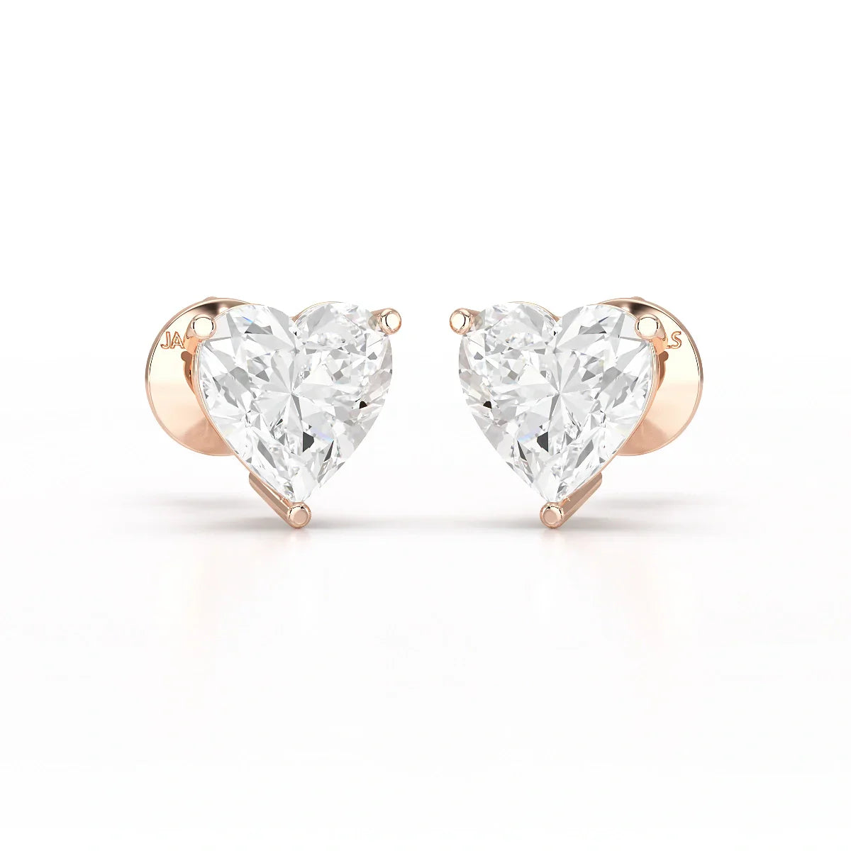 Heart Shape Solitaire Lab Diamond Stud Earrings