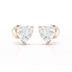 Heart Shape Solitaire Lab Diamond Stud Earrings