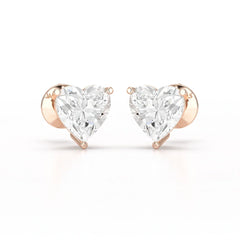 Heart Shape Solitaire Lab Diamond Stud Earrings