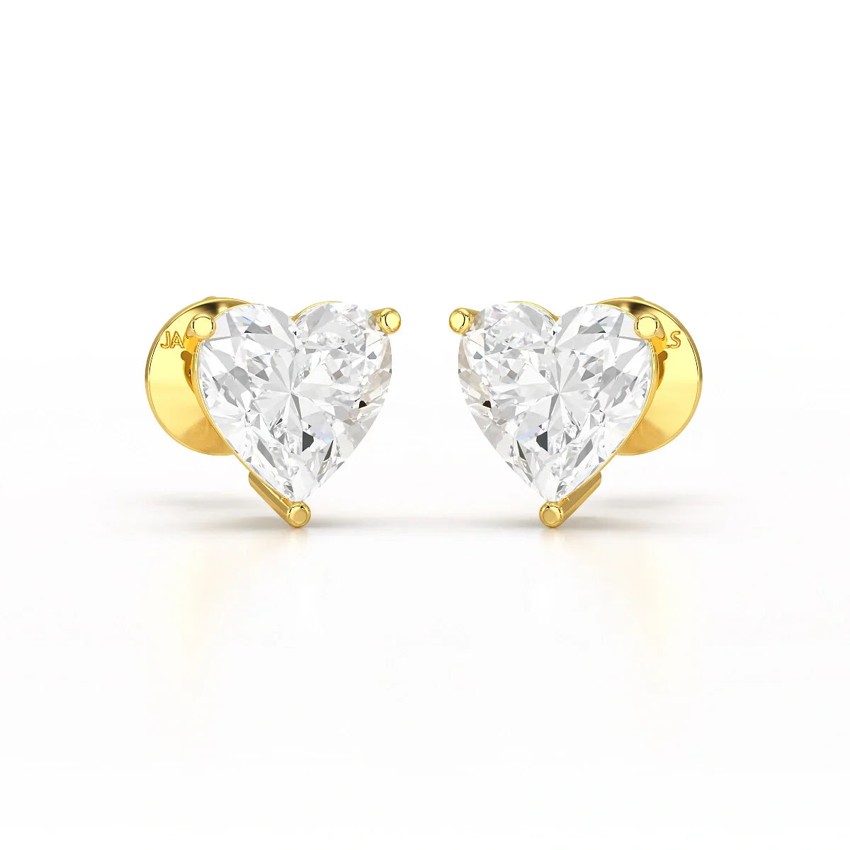 Heart Shape Solitaire Lab Diamond Stud Earrings