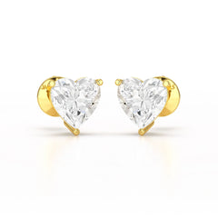 Heart Shape Solitaire Lab Diamond Stud Earrings