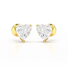 Heart Shape Solitaire Lab Diamond Stud Earrings