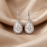 4.31 CT Round & Pear Diamond Drop Earrings