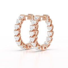 Heart Shaped Lab Grown Diamond Hoop Earrings