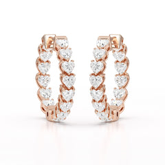 Heart Shaped Lab Grown Diamond Hoop Earrings