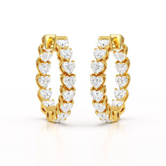 Heart Shaped Lab Grown Diamond Hoop Earrings