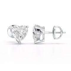 Heart Shape Solitaire Lab Diamond Stud Earrings