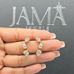 3.45 CT Lab Diamond Multi-Shape Three Stone Earrings (Ready for Delivery)