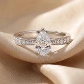 1.39 CT Pear Cut Solitaire Ring – Pavé Band