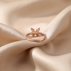 0.89 CT Marquise Cut Butterfly Pink Pavé Ring