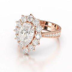 3.41 CT Pear Cut Halo Lab Diamond Ring
