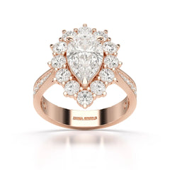 3.41 CT Pear Cut Halo Lab Diamond Ring