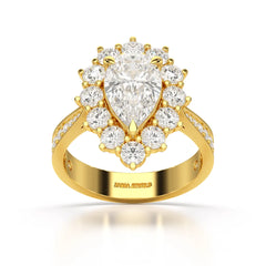 3.41 CT Pear Cut Halo Lab Diamond Ring