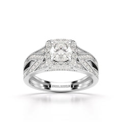 1.55 CT Cushion Cut Layered Halo Lab Diamond Ring
