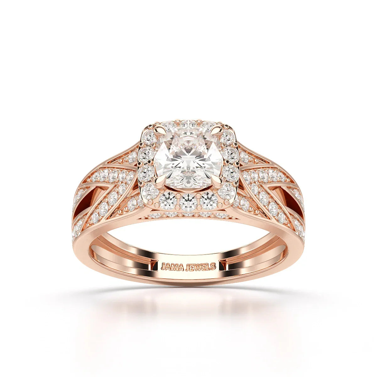 1.55 CT Cushion Cut Layered Halo Lab Diamond Ring