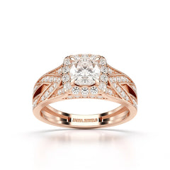 1.55 CT Cushion Cut Layered Halo Lab Diamond Ring