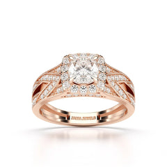 1.55 CT Cushion Cut Layered Halo Lab Diamond Ring