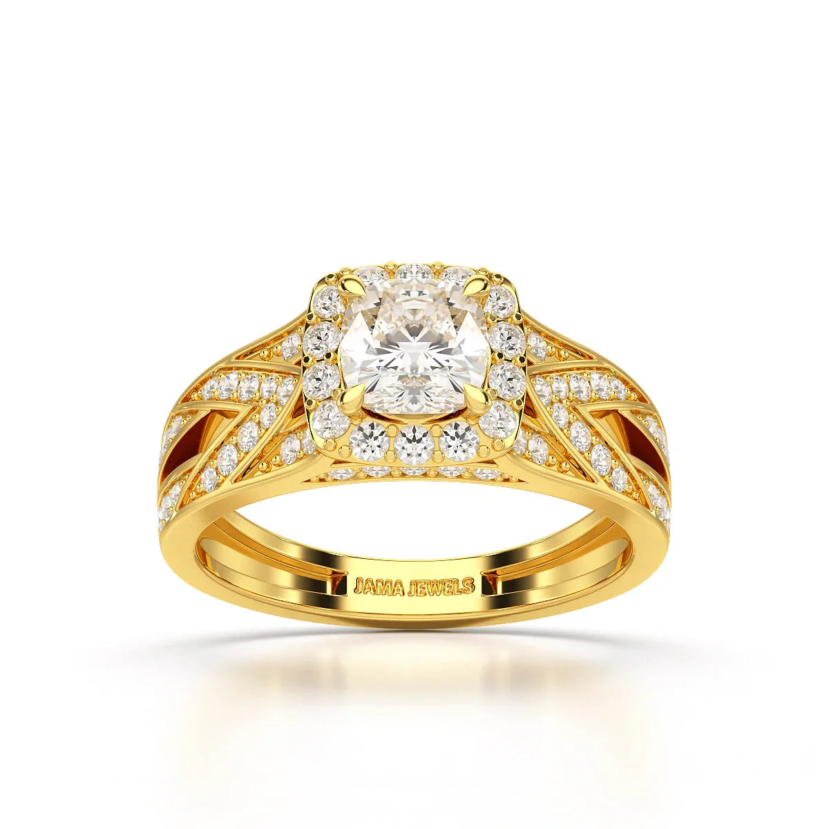 1.55 CT Cushion Cut Layered Halo Lab Diamond Ring